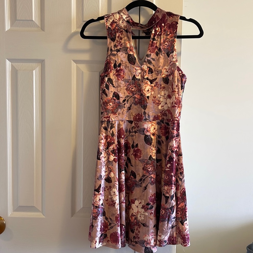 Brand new, never worn velvet floral dress